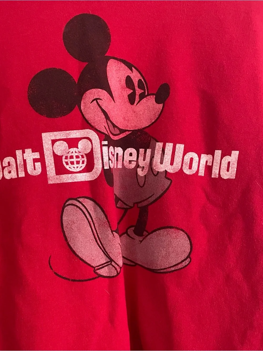Disney Red Crewneck Sweatshirt with Mickey Graphic